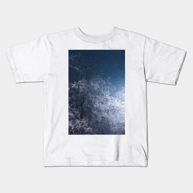 Snowy Night Kids T-Shirt by JovanaRikalo